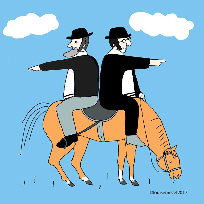 illustration pour le DIctionnaire amoureux de l'Humour Juif de Adam Biro, éd. Plon 2017 ©louisemezel