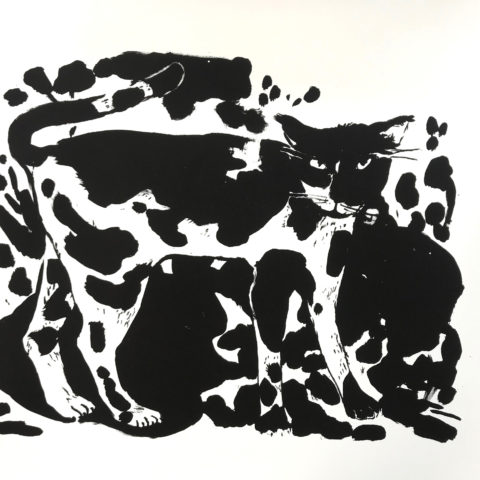 Le chat de la Glacière, lithographie, 76 x 56 cm ©louisemezel